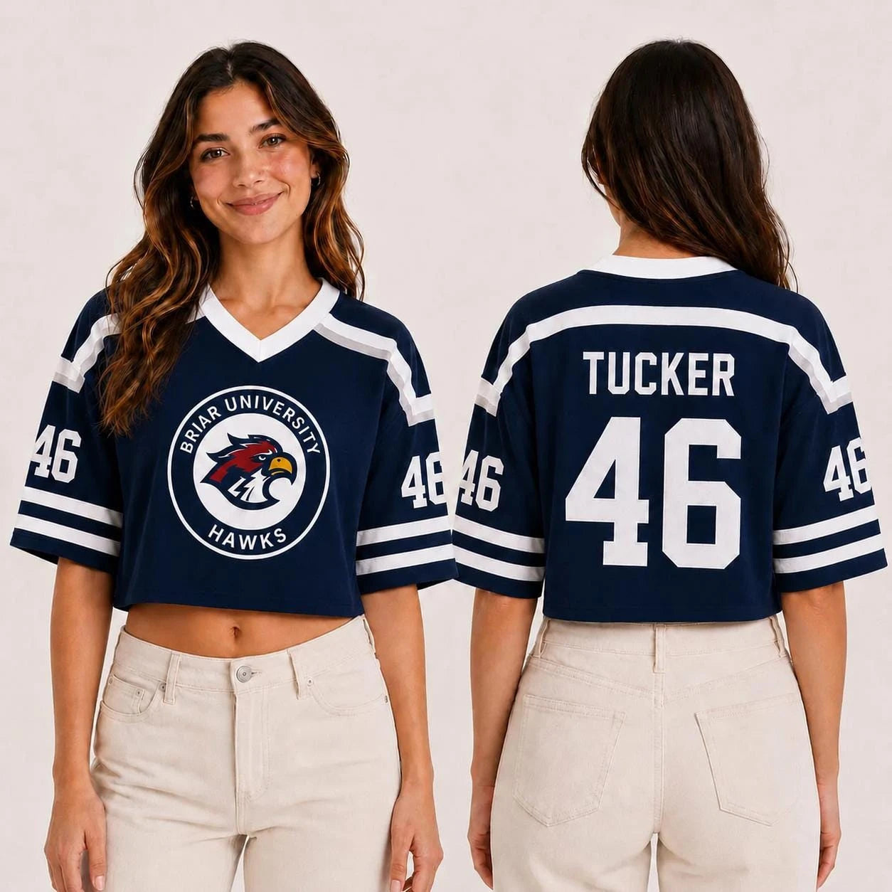 Briar University Number Graphic Short Sleeve Crop Top