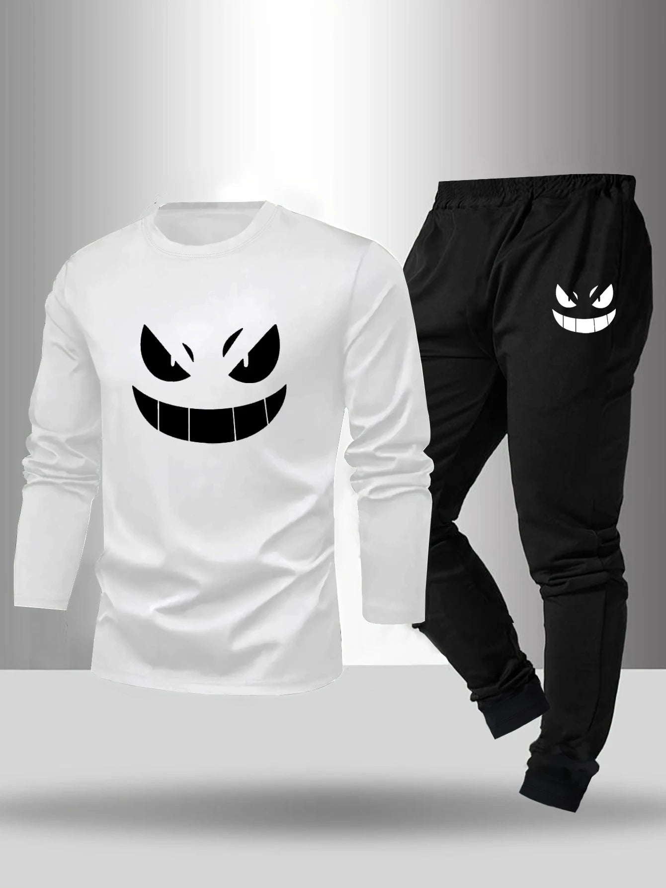 Men's Graphic Long Sleeve Top and Pants Pajama Set