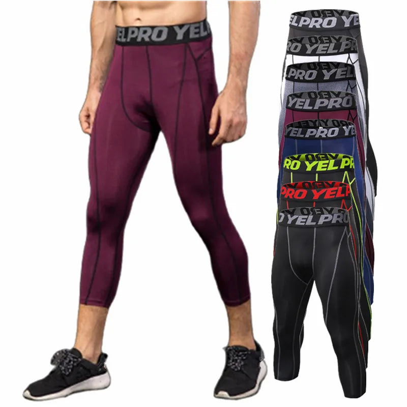 Men's Cropped Training Leggings for Gym and Running