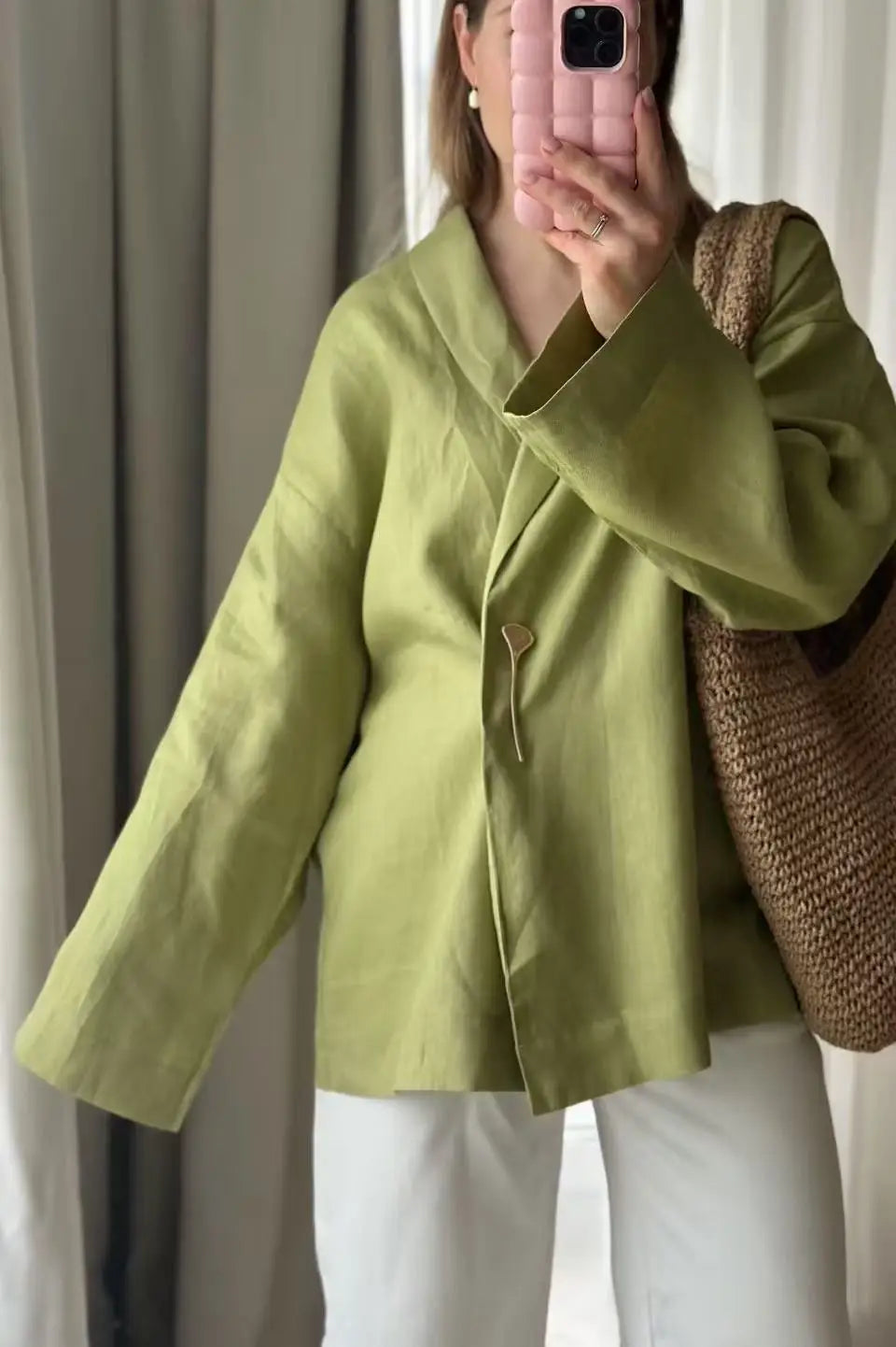 Women's Wrap Top and Wide Leg Pants Clothing Set