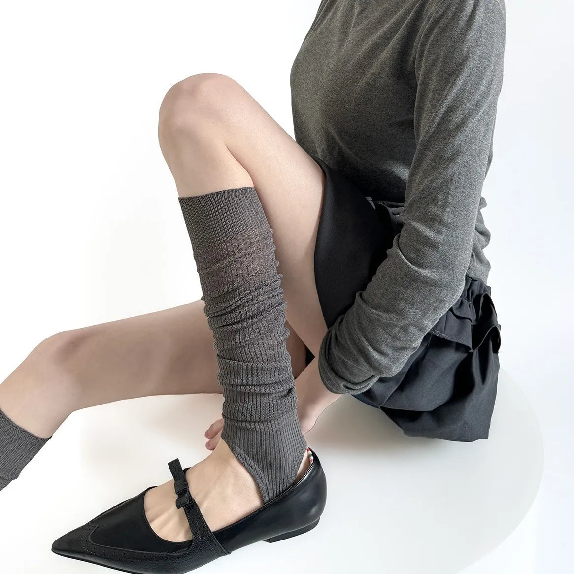 Solid Ribbed Leg Warmers with Slouchy Calf Shape