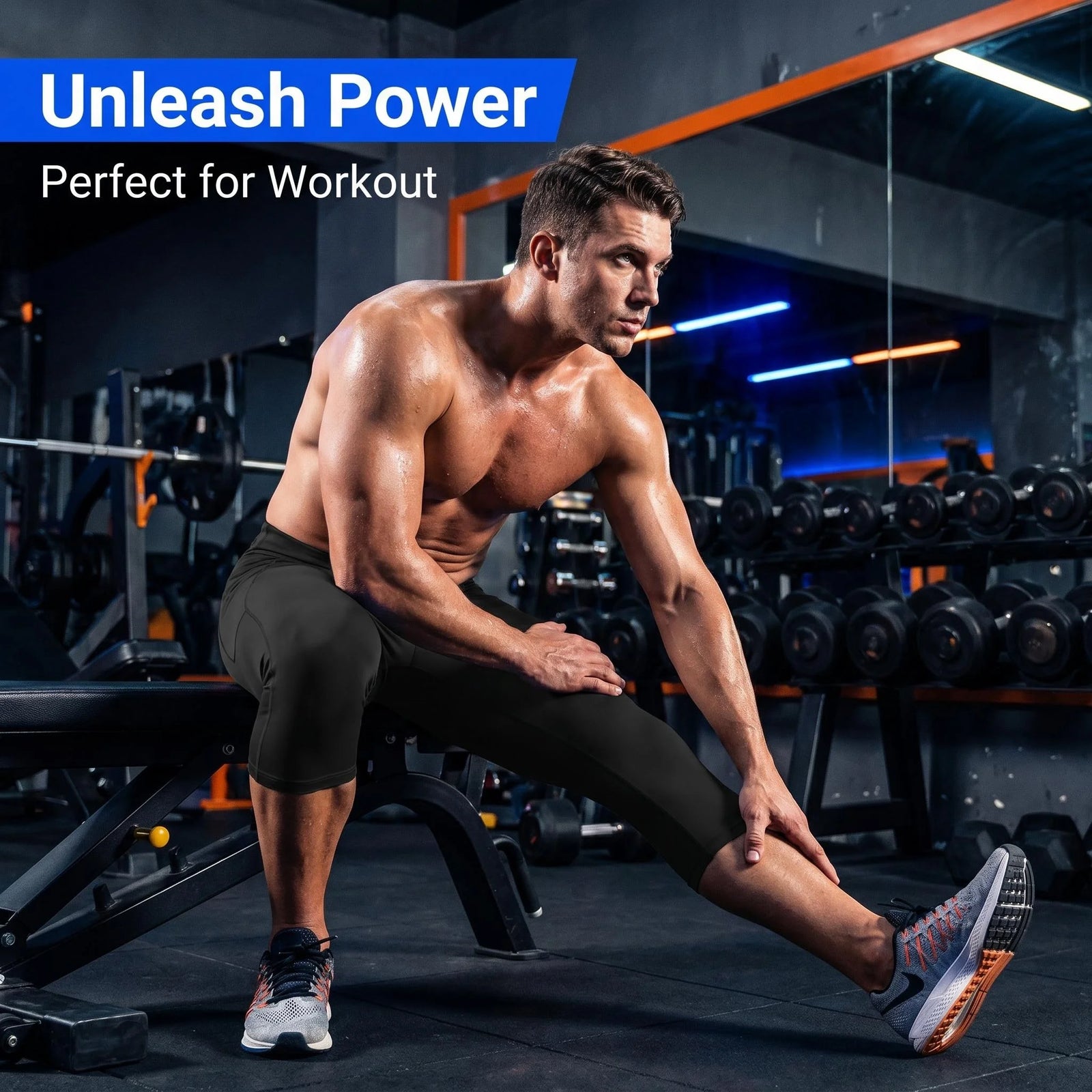 Men's Cropped Training Leggings for Gym and Running