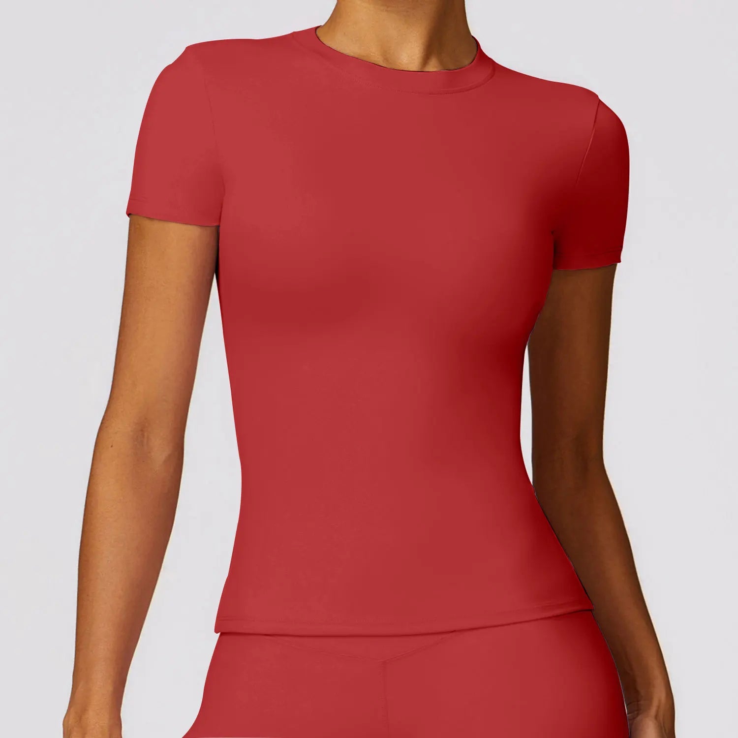 Women's Crew Neck Fitted Short Sleeve T-shirt For Workout Outfits