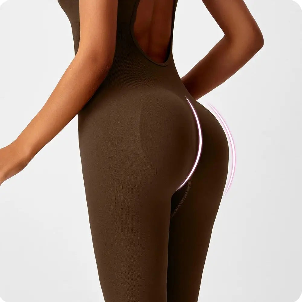 Women's Sleeveless Front Zip Cropped Leg Workout Jumpsuit