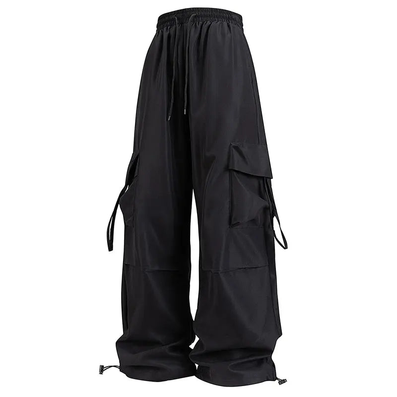 Women's Loose Cargo Pants with Elastic Waist and Adjustable Cuffs