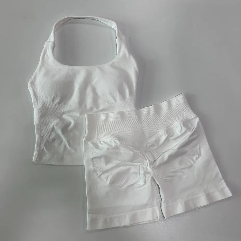 Women's Halter Tank And Shorts Yoga Set For Workout Outfits