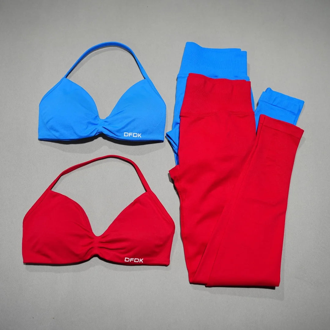 Women's Strappy Bra And Bottoms Yoga Set For Workout Outfits