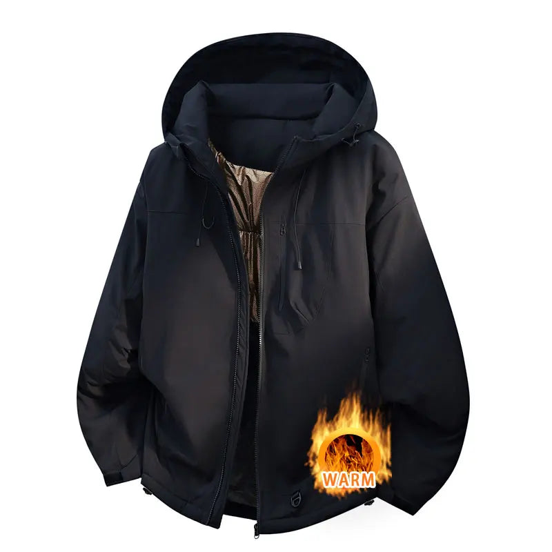 Hooded Long Sleeve Full Zip Outdoor Hiking Jacket with Pockets