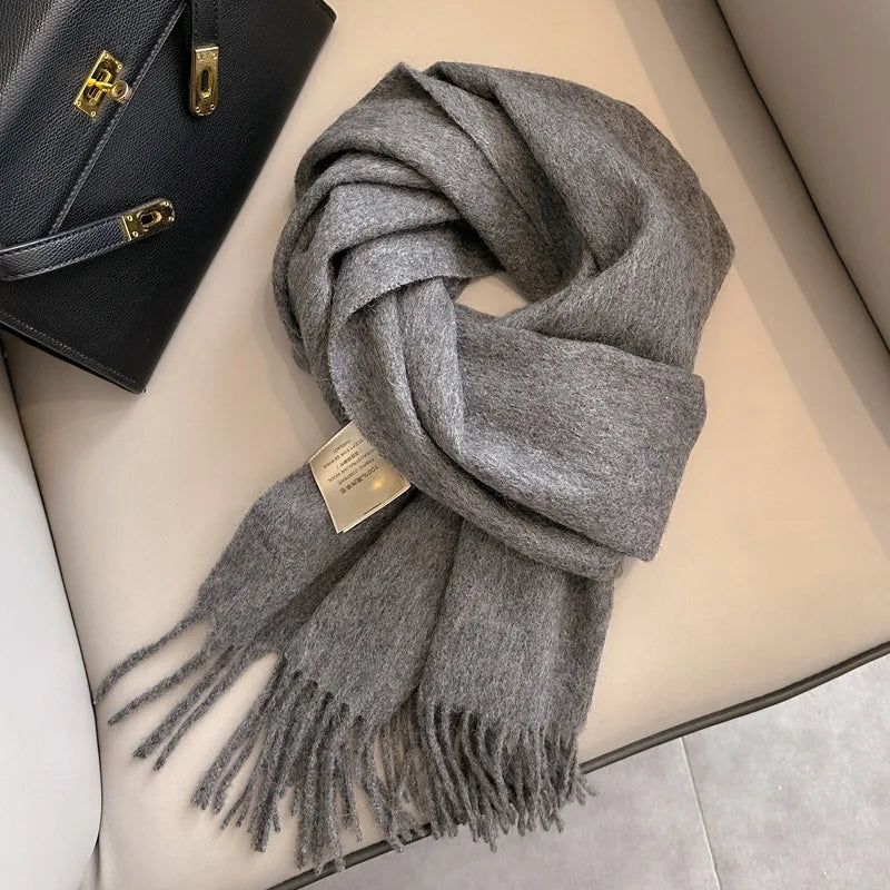 Solid Long Fringed Scarf for Neck and Wrap Styling