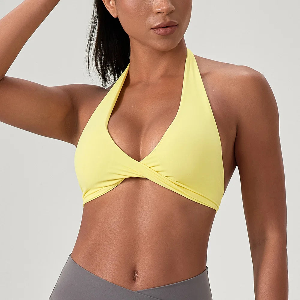 Women's V Neck Halter Sports Bra