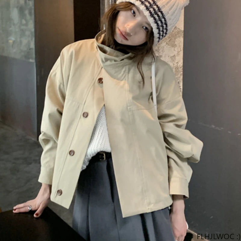 Women's Short Cotton-Blend Button-Front Jacket