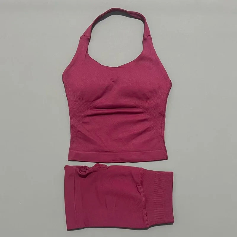 Women's Halter Tank And Shorts Yoga Set For Workout Outfits