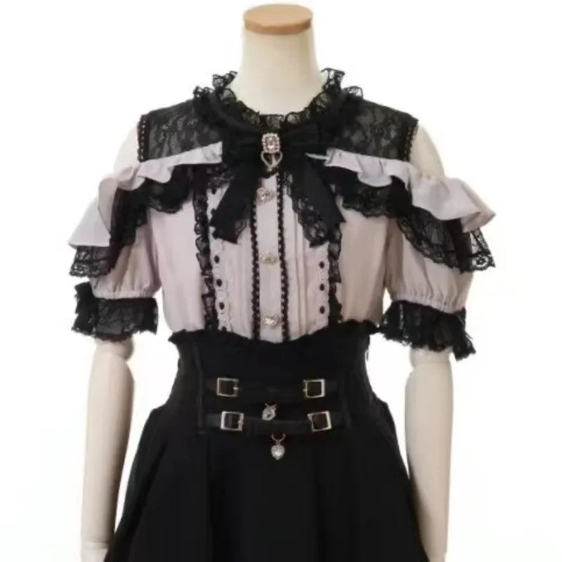 Women's Bow Front Ruffled Short Sleeve Blouse