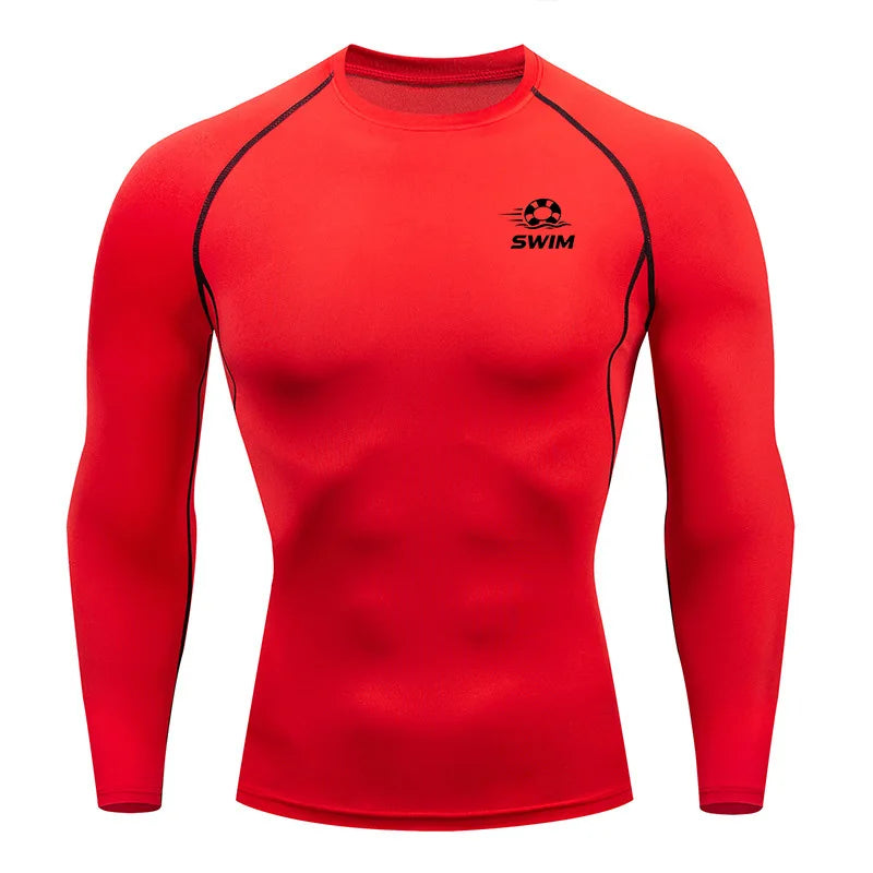 Men's Printed Long Sleeve Rash Guard for Swimming and Surfing