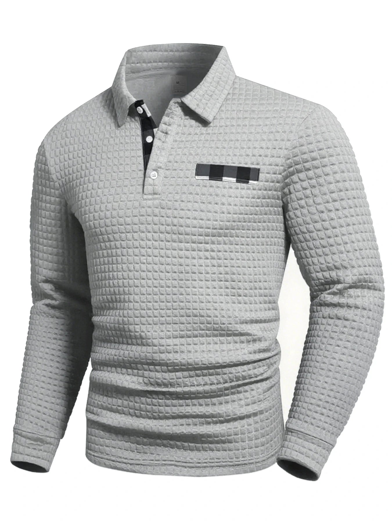 Men's Textured Polo Collar Long Sleeve Knit Sweater