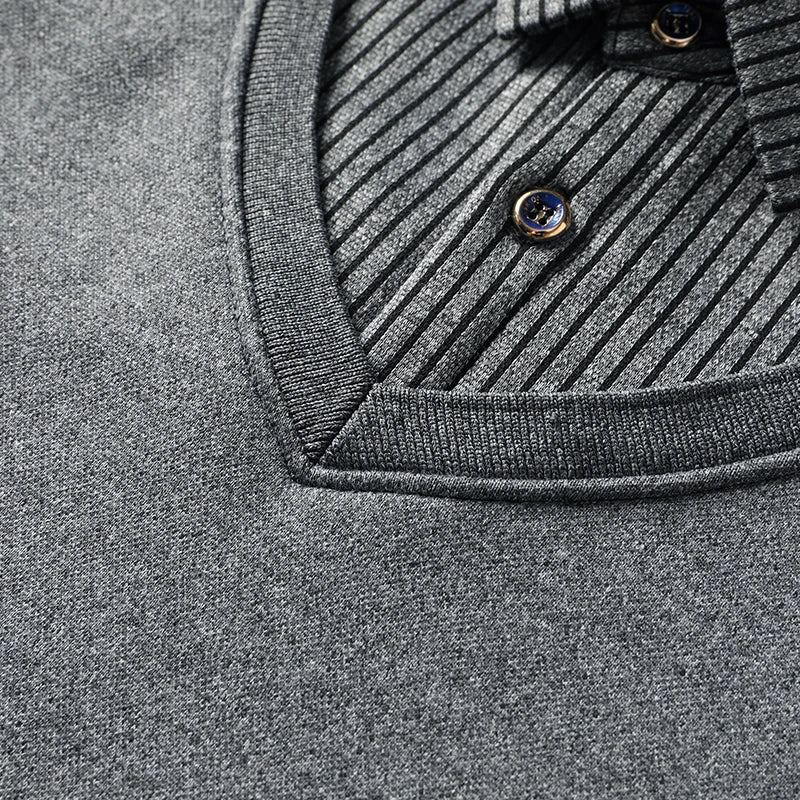 Men's Layered Look Collared Long Sleeve Knit Sweater
