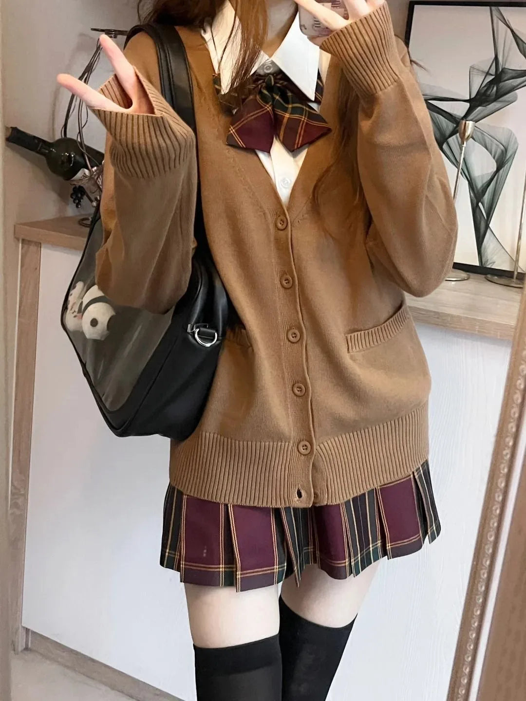 Women's School Style V Neck Button Front Cardigan