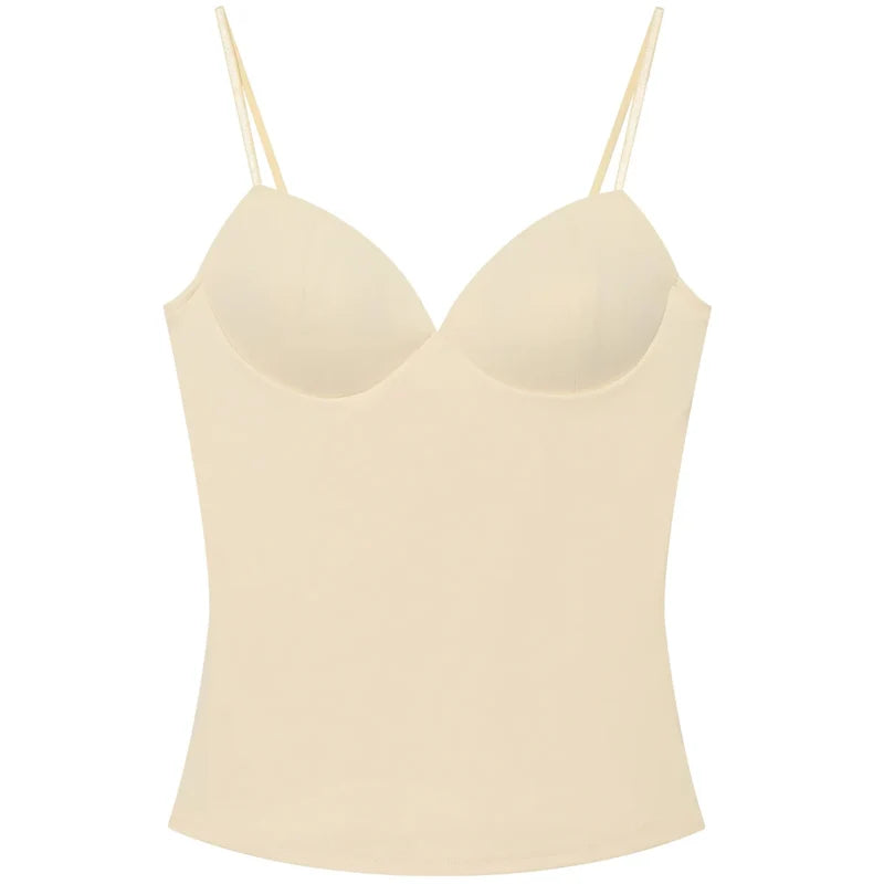 Women's Sweetheart Polyester Camisole with Shaped Cups and Thin Shoulder Straps