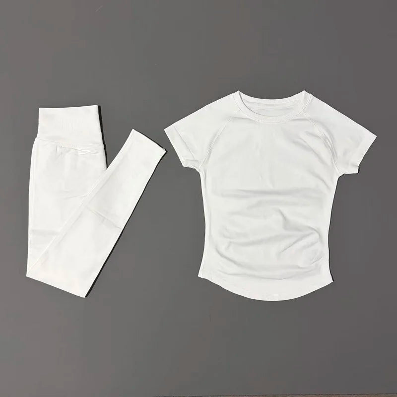 Women's Tee And Leggings Yoga Set For Workout Outfits