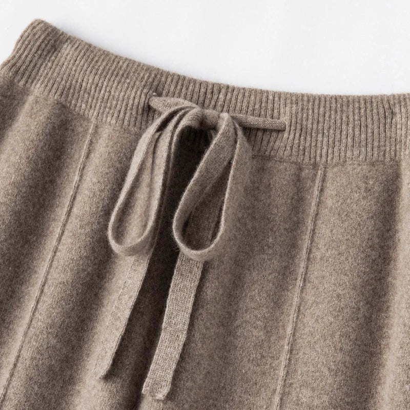 Wide-leg women's autumn winter cashmere high-waisted knitted straight-leg pants high-end casual outerwear loose drape long pants