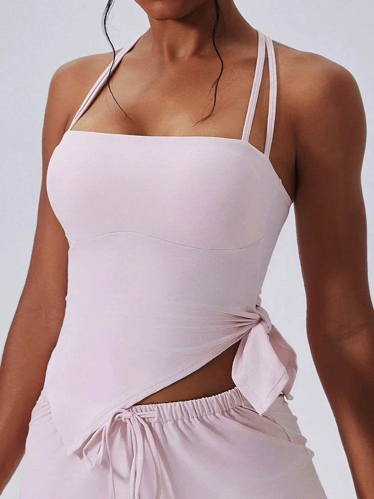 Women's Sleeveless Crop Top and Pants Workout Set