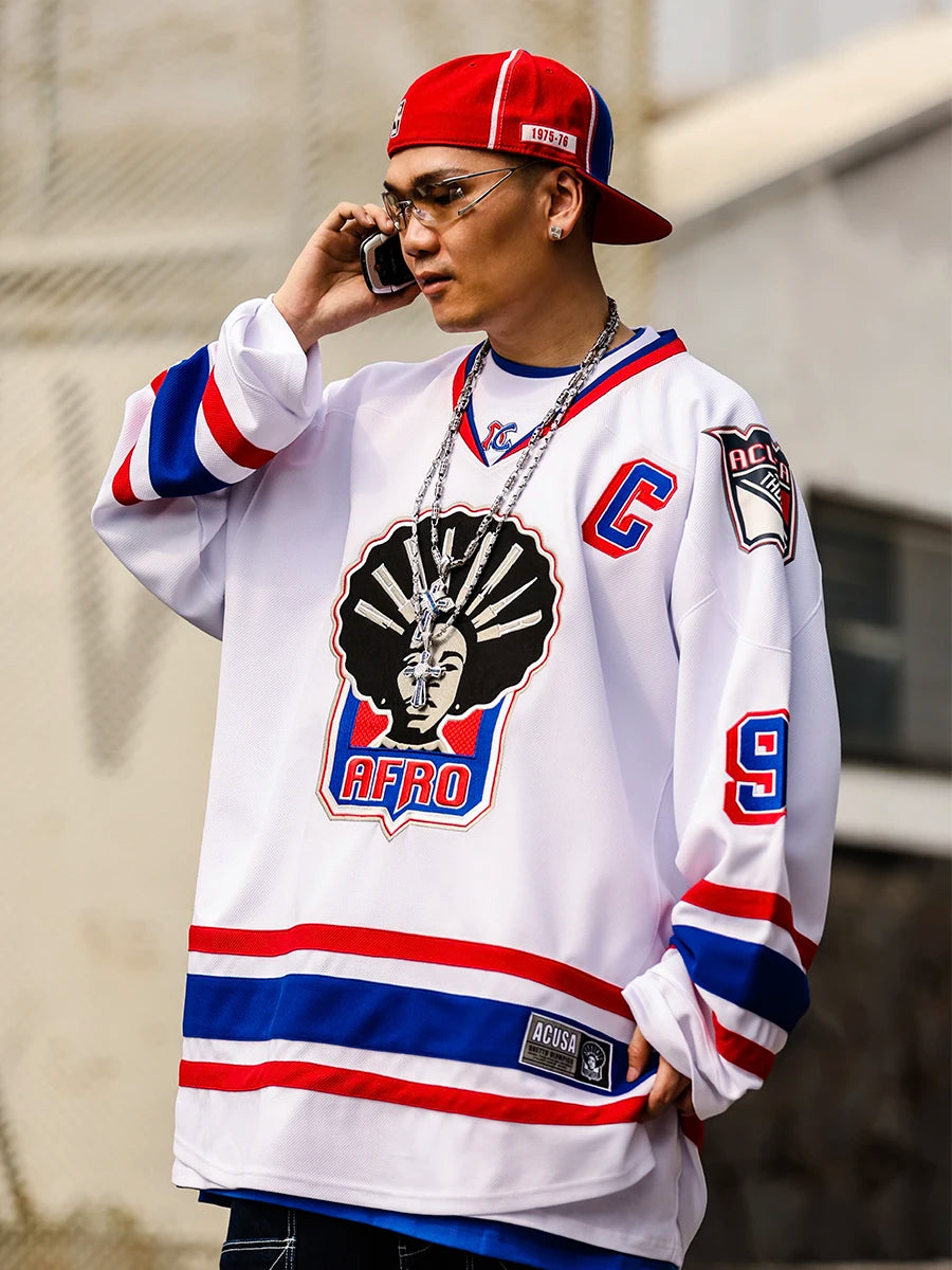 Acusa Afro Hockey Graphic Long Sleeve Jersey For Sports Outfits