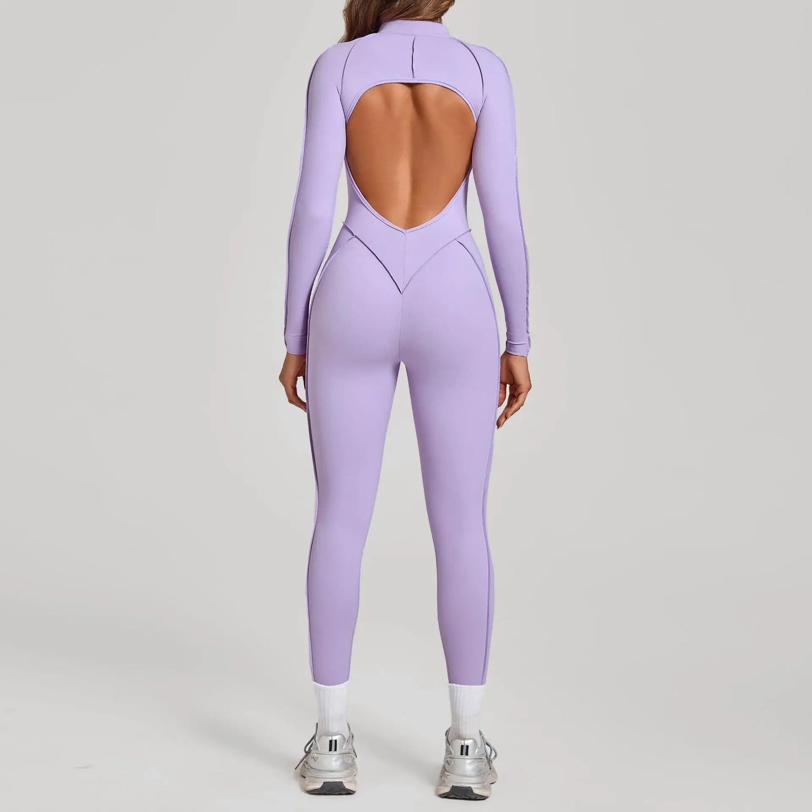 Women's Zip Front Contour Seam Workout One Piece in Long and Short Styles