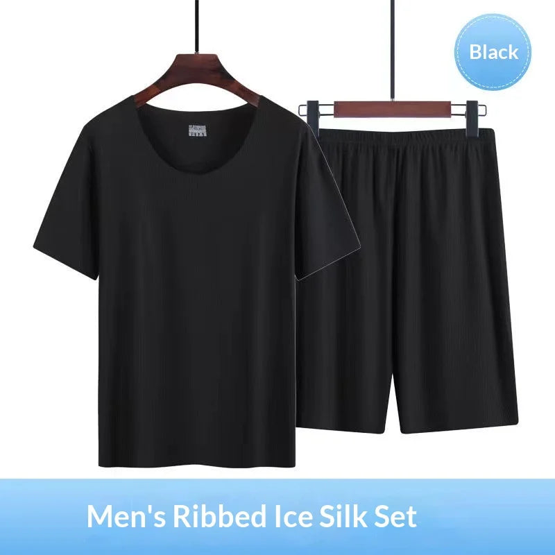 Men's Solid Crew Neck Short Sleeve Top and Shorts Pajama Set