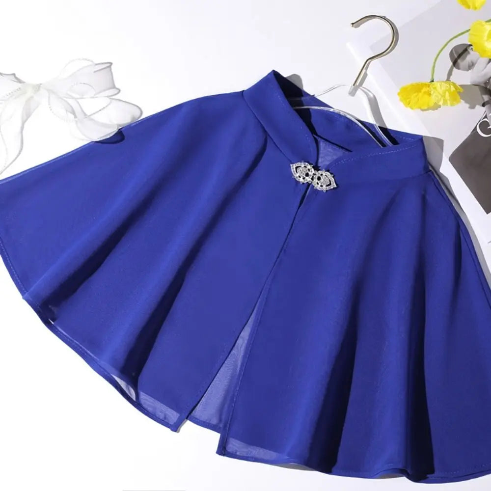Clasp Front Chiffon Capelet for Layering over Dresses and Tops