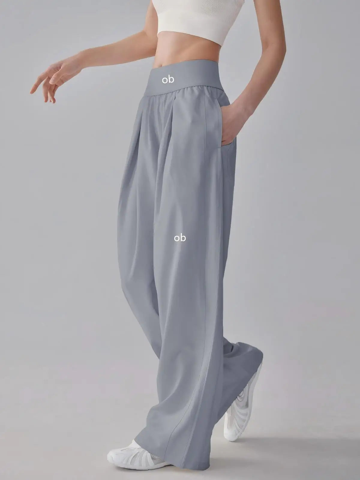Women's Drawstring Waist Nylon Polyester Wide Leg Pants for Casual Activewear