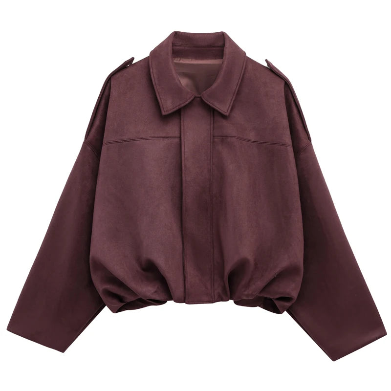 Women's Cropped Collar Zip Front Jacket for Layered Outfits