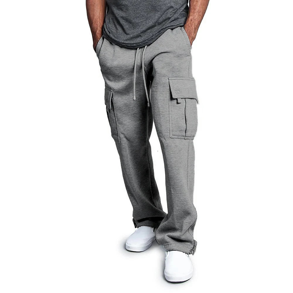 Men's Loose Straight-Leg Drawstring Cargo Pants