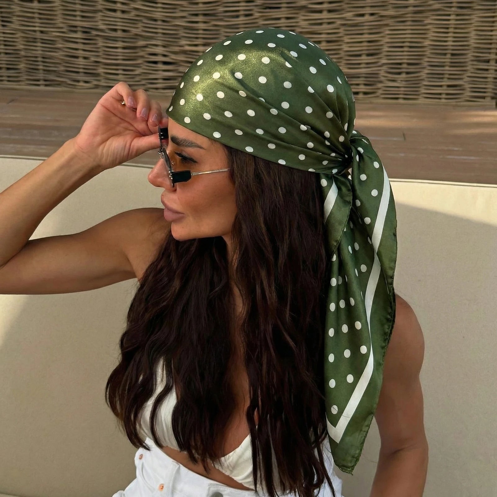 Polka Dot Square Scarf for Hair and Neck Styling