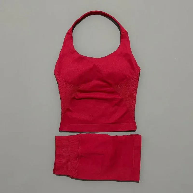 Women's Halter Tank And Shorts Yoga Set For Workout Outfits