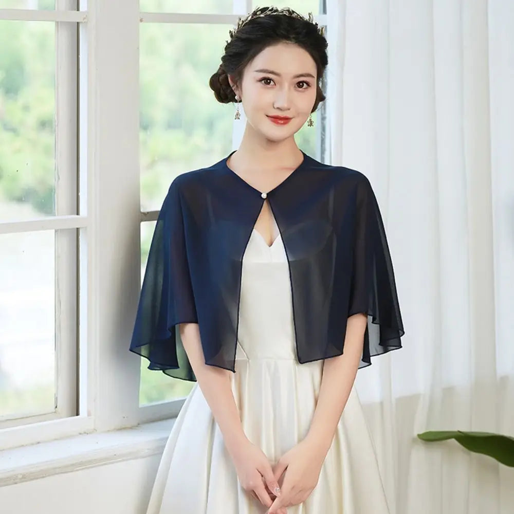 Sheer Clasp Front Capelet for Layering over Dresses and Tops