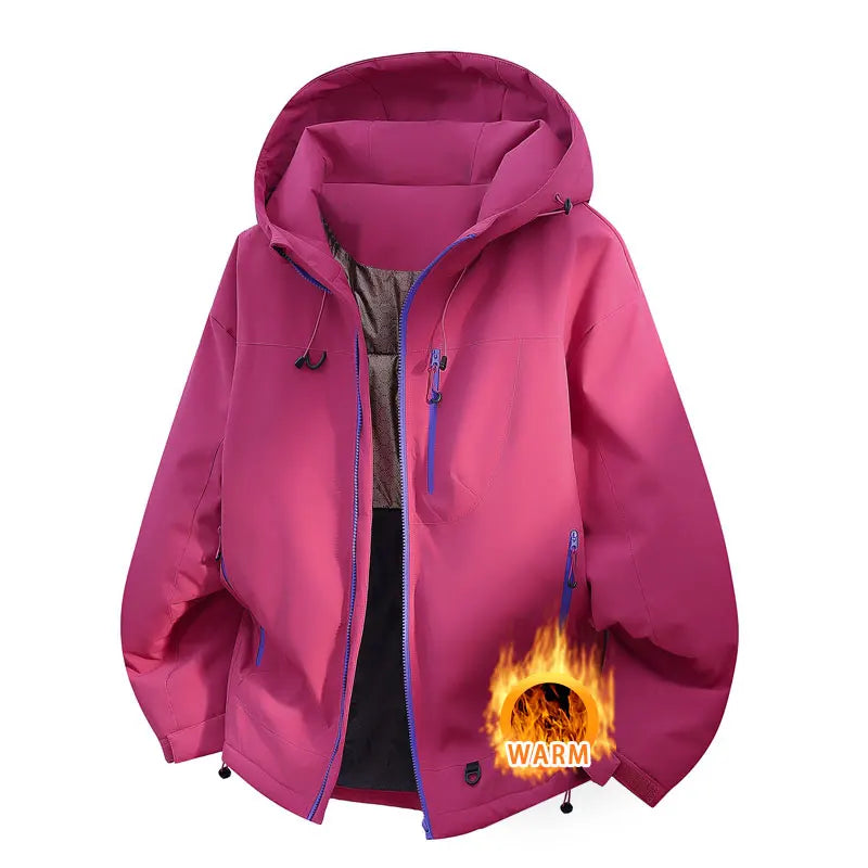 Hooded Long Sleeve Full Zip Outdoor Hiking Jacket with Pockets