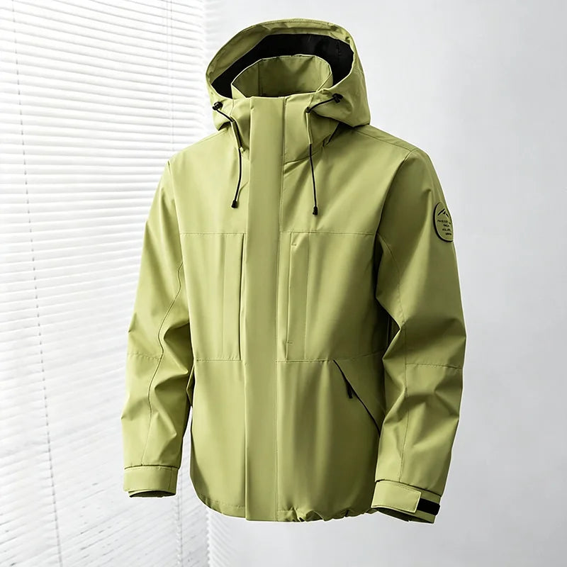 Hooded Long Sleeve Full Zip Outdoor Hiking Jacket with Pockets