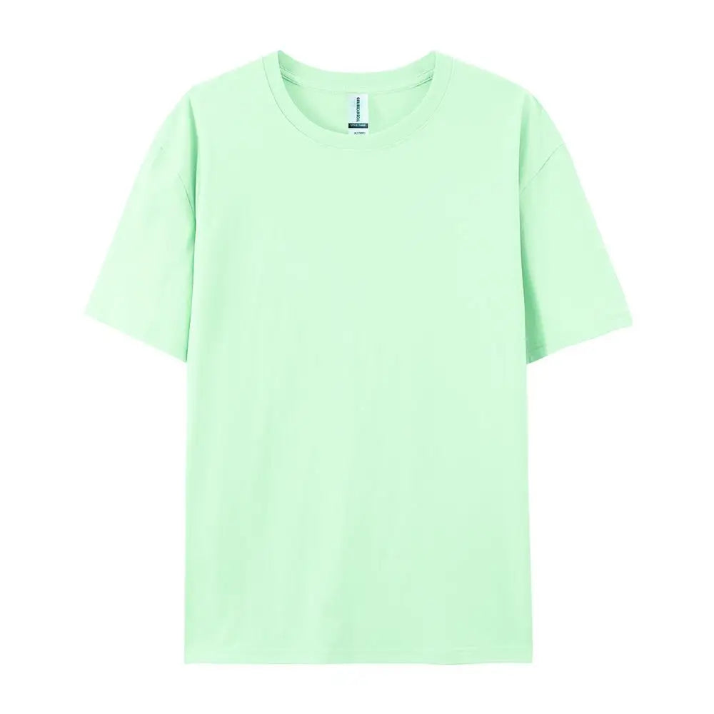 Solid Crew Neck Short Sleeve Cotton Casual T Shirt