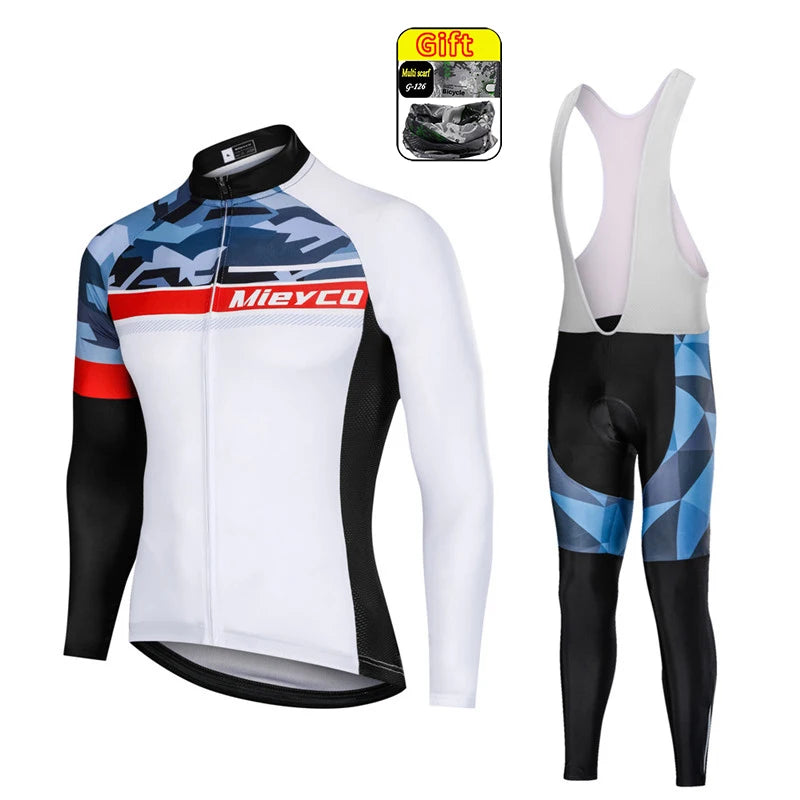 Men Autumn Long Sleeve Cycling Jersey Set MTB Mountain Bike Sportswear Slim Fit