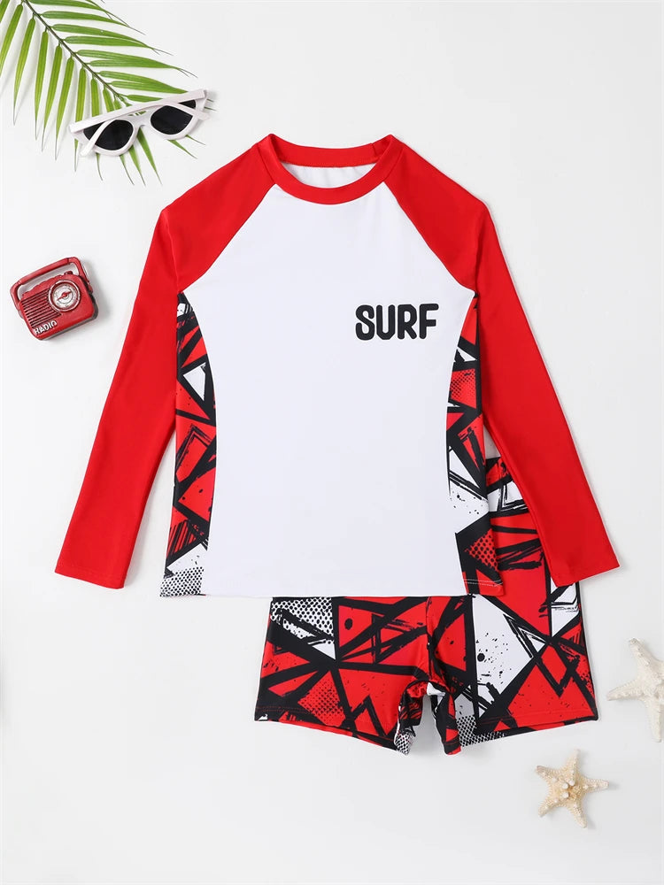 Boys' Long Sleeve Rash Guard and Swim Shorts Selection