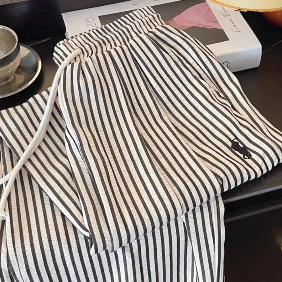 Men's Striped Straight Leg Pajama Pants for Home Wear