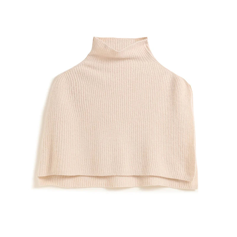 Short Turtleneck Ribbed Poncho for Layering over Outfits