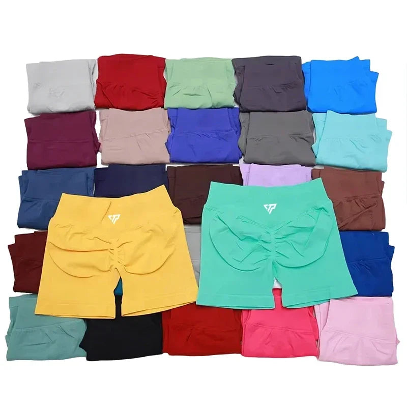 Women's Scrunch Back High Waist Fitted Shorts for Gym Workouts