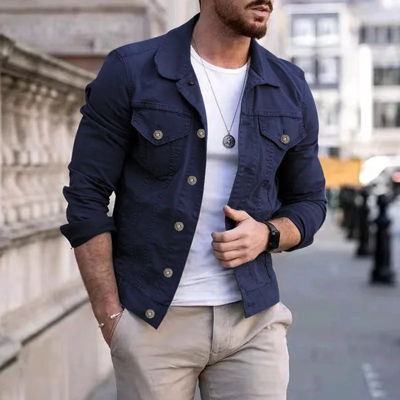 Long Sleeve Button Front Casual Denim Streetwear Jacket