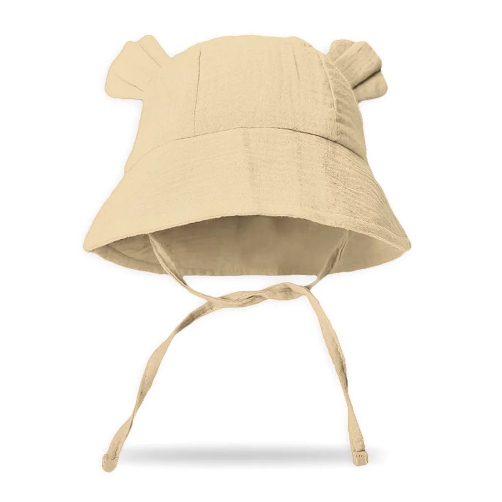 Children's Bucket Hat with Decorative Ears and Chin Ties