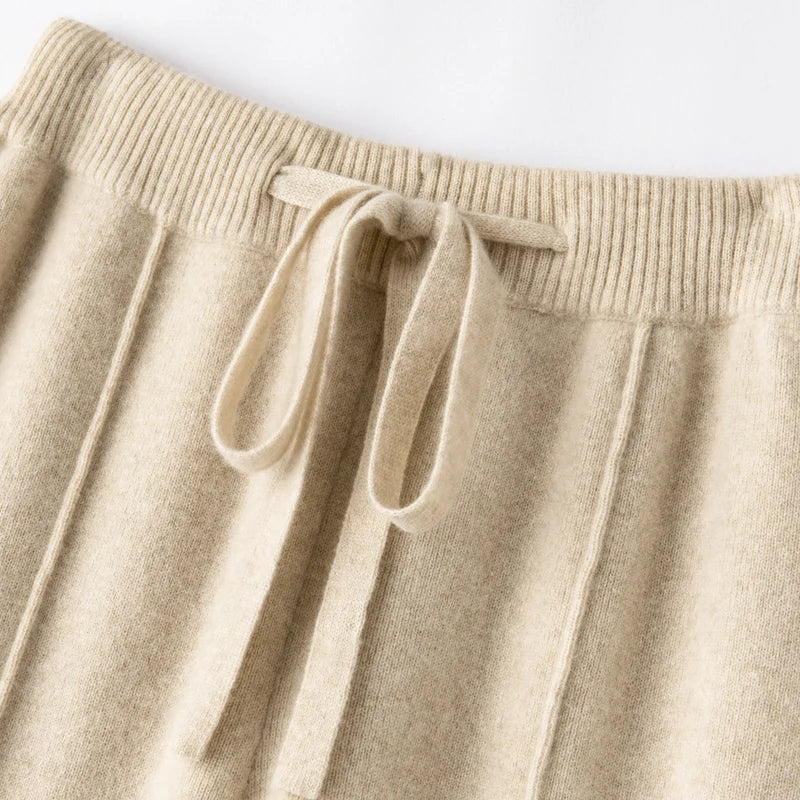 Wide-leg women's autumn winter cashmere high-waisted knitted straight-leg pants high-end casual outerwear loose drape long pants