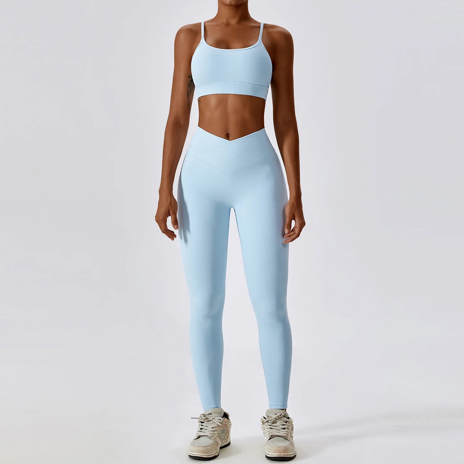 Women's Halter Bra And Flared Leggings Yoga Set