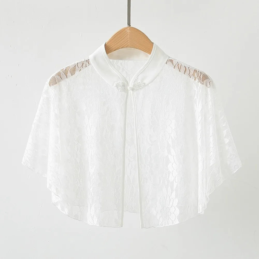 Short Clasp Front Chiffon Cape for Layering over Outfits