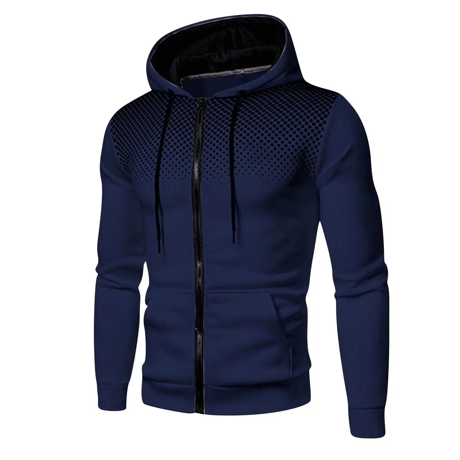 Men's Zip-Front Drawstring Hooded Casual Jacket