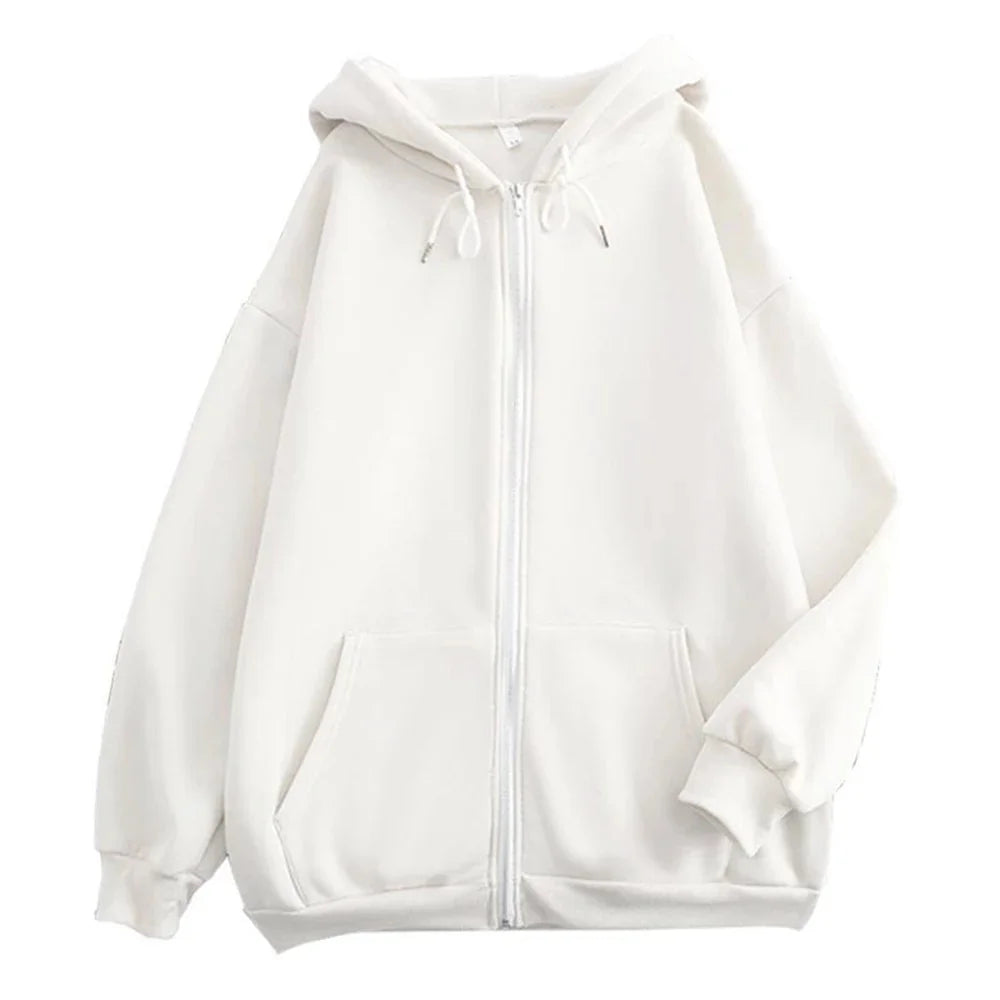 Long Sleeve Full Zip Casual Hooded Sweatshirt for Layering
